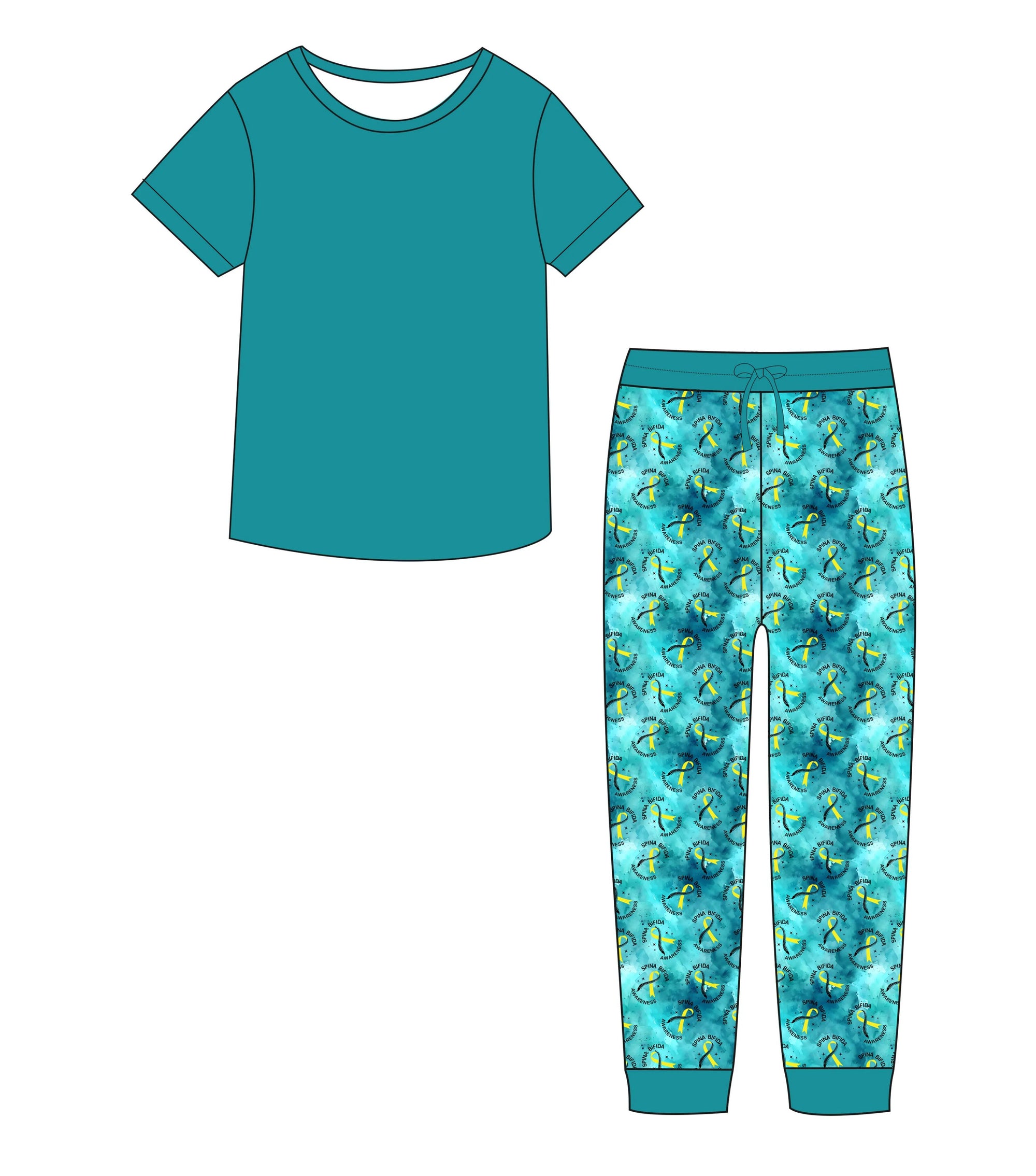 Spina Bifida Awareness - Adult cuffed pajama
